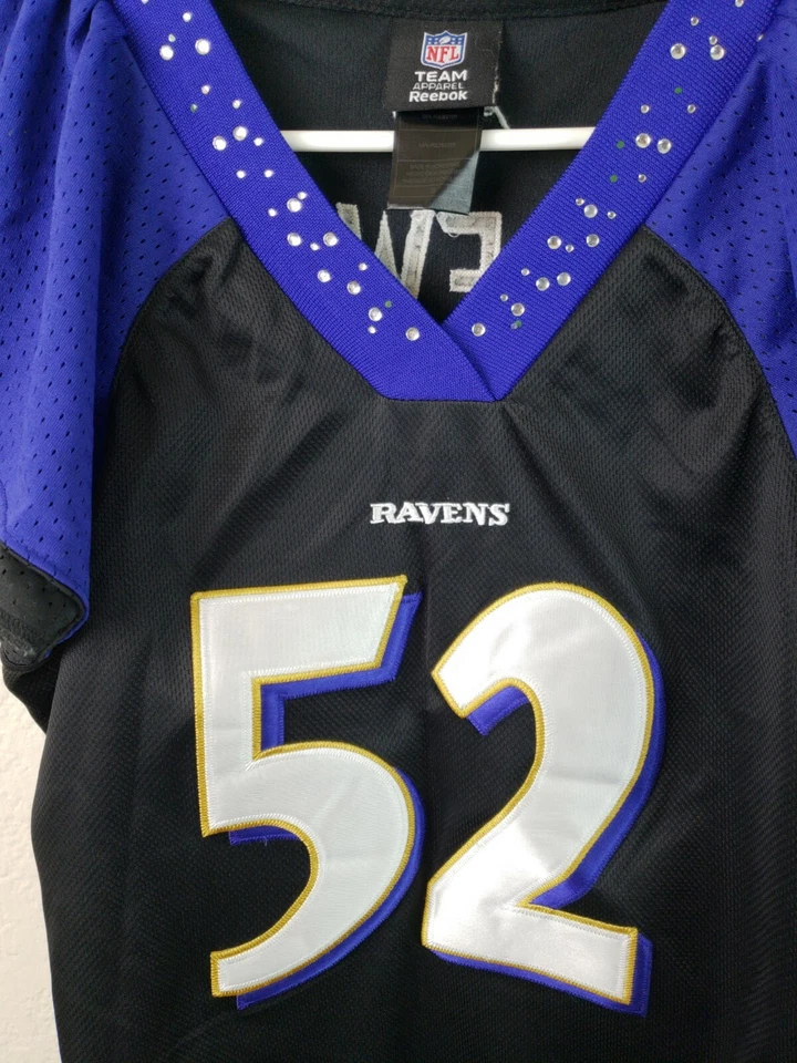 Camiseta Oficial Reebok NFL Baltimore Ravens #52 Ray Lewis Púrpura Damas Talla S Foto 3 de 4