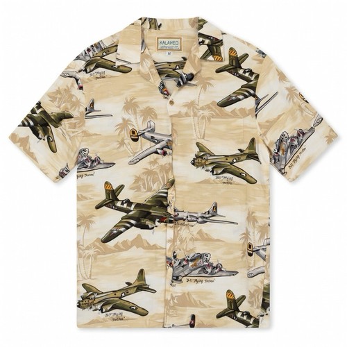 Kalaheo Men's Hawaiian Shirt WW2 Corsair Planes, Size M