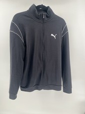 PUMA Men's Track Jacket Black/White Size M Zip-Up Pockets Long Sleeve