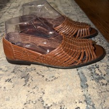 Vintage Y2K Worthington Leather Huaraches Open Toe Shoes Size 7 Brown Boho