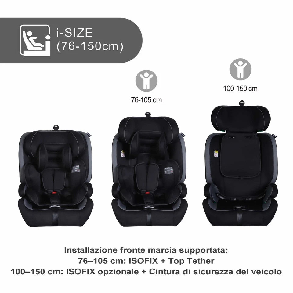 GiftedBaby HC02S Seggiolino Auto ISOFIX 76–150cm ECE R129 i-Size, Lavabile - Immagine 4 di 4