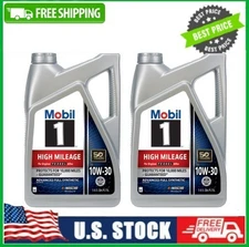 2 Pack Mobil 1 High Mileage Full Synthetic Motor Oil 10W-30, 5 QT Pk