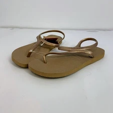 Havaianas Women Rose Gold Thong Sandals with Ankle Strap Size 9/10 NWT