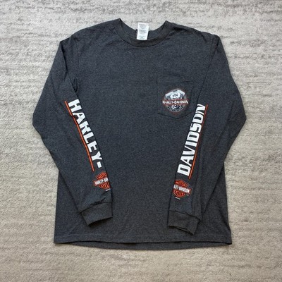 Harley Davidson Shirt Medium Gray Biker HD Cape Cod MA Spellout Motorcycle Eagle
