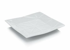 4 x Keramik Teller Set Origami Optik Essteller Servierteller Deko 25 cm weiss