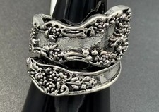 Vintage Silvery Engraved Spoon Ring