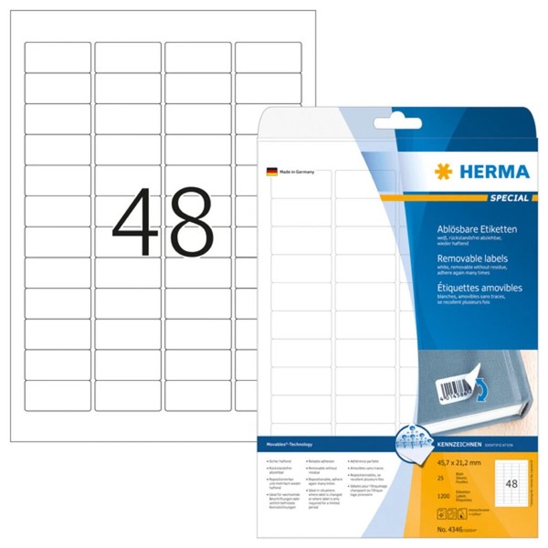 1 Bis 40X Herma Universal-Etiketten Special, 45,7 X 21,2 Mm, Weiß Bis 49% Rabatt-image
