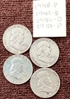 90% Silver Frank. Half Dollars (4) FV$2.00. 1948-P ‘49-D ‘50-D ‘51-P. Free Ship.