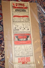 RARE VINTAGE Rolling Stones World Famous Traveling Movie Circus Poster 35x10.5"