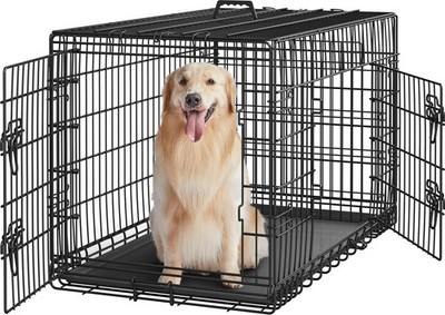 42 inch Double Door Dog Crate w/Divider for Puppy to Adult XL Collapsible Metal