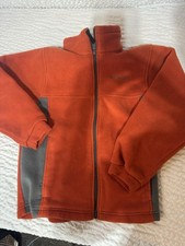 Columbia Youth 10/12 Unisex Fleece Jacket Gray Orange Full Zip Size Medium M