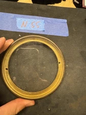 (N55) Antique French Mantle Clock Back Bezel Door Brass & Beveled Glass