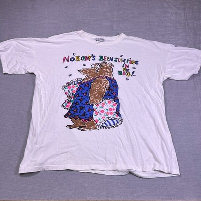 Claudia Phillips Womens White Nobody's Been Sleeping In My Bed T-Shirt One Size