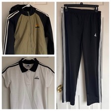 Vtg Adidas 3 Piece Girls M Athletic Set Hooded Jacket Top Pants W/Side Zippers
