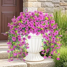 2PCS Artificial Hanging Flowers, 90 Violet and Eucalyptus Vines Fake Hanging Pla
