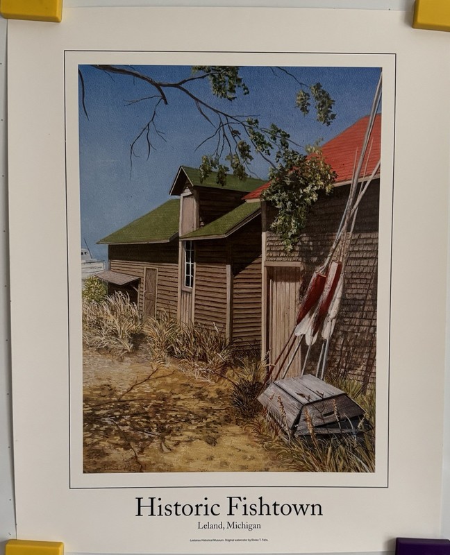 Historic Fishtown Leland, Michigan Poster From Watercolor 16x20”