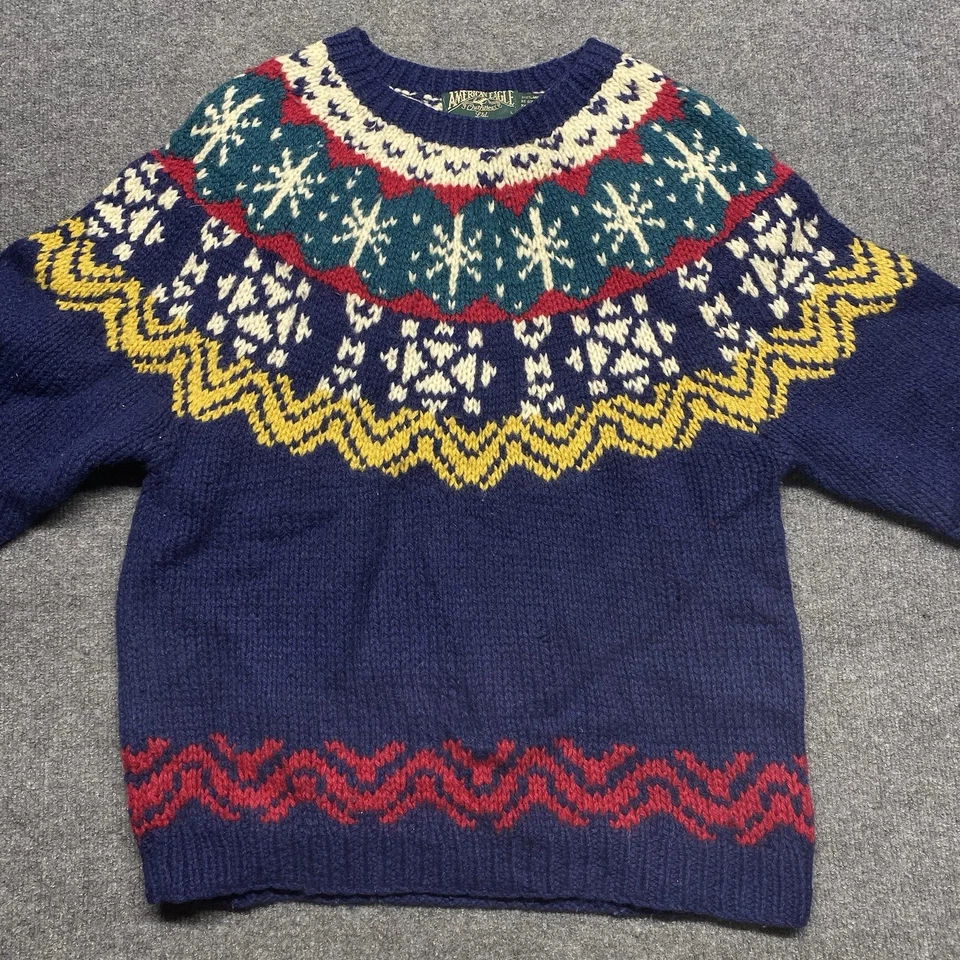 Suéter Vintage American Eagle Grande Nórdico Isla Justa Lana Esquí Unisex Años 90 Foto 2 de 4