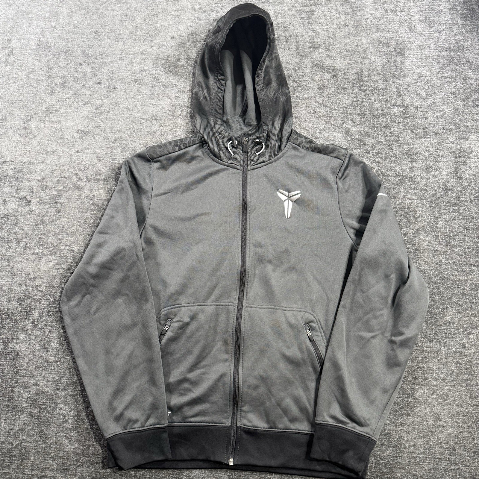 Nike Kobe Hoodie Mens Medium Gray Full Zip Therma-Fit Snake Print 596174-060