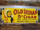 VINTAGE OLD INDIAN CIGAR SIGN OLD PORCELAIN SIGN TOBACCO PIPE CIGARETTE SMOKE