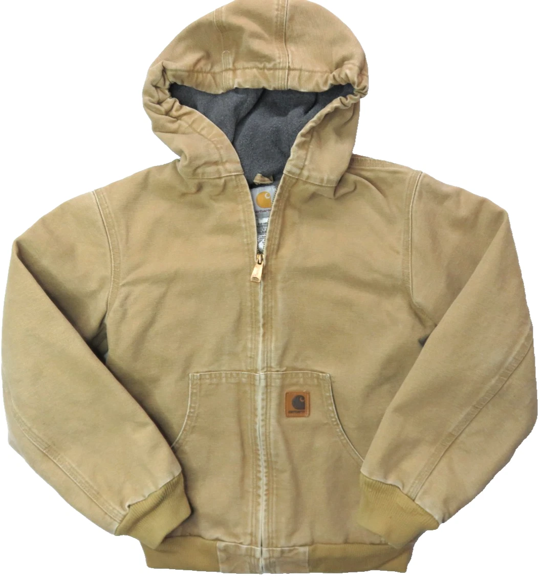 Carhartt Jacket Coat Fleece Lined YYJ169 CML Brown Hooded Youth L (10/12)