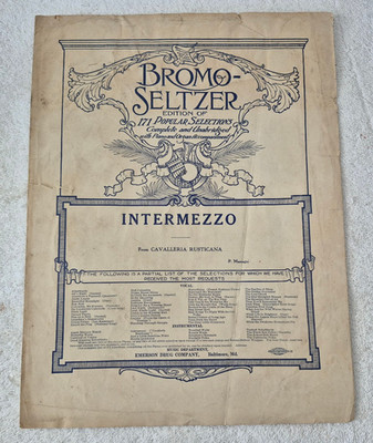 Vintage INTERMEZZO Sheet Music by Cavalleria Rusticana 14'' x 11'' Bromo-Seltzer