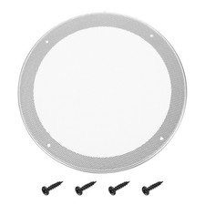 8" Speaker Grill, Silver ABS Frame with White Mesh Cover and Screw