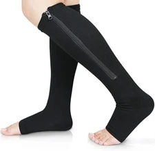3 Pairs Zipper Compression Socks 20-30 mmHg for Men Women, Wide Calf Socks