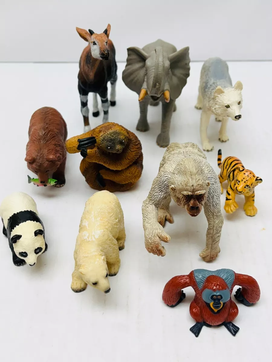 Realistic Toy Animal Figures Lot Collectible Pretend Play Elephant Sloth  Wolf