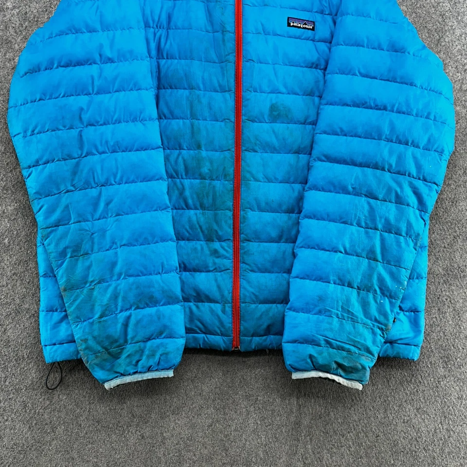 Patagonia Jacket Mens Large Blue Logo Full Zip Pockets Lined Nano Puffer Coat - Image 2 of 4