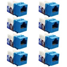 8 Pcs Cat5E RJ45 Ethernet LAN Network Keystone Jack 110 Punch Down Snap-in Blue