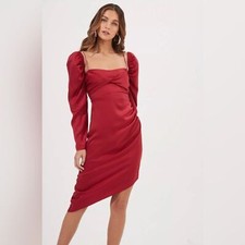 ASTR THE LABEL Claudina Womens Rouched Embellished Midi Dress NWT Women Size S