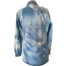 Distressed Painted Denim Shacket