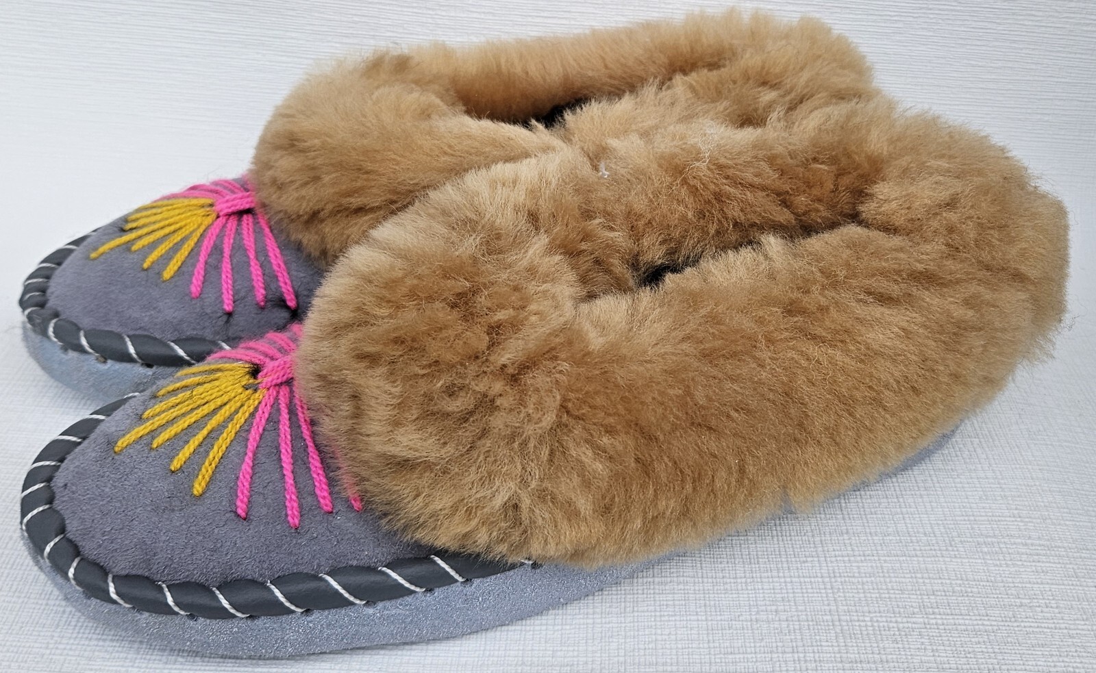 APL PELLICCIA DI AGNELLO calde PANTOFOLE taglia 42 NUOVE pelle di pecora pelle lana vergine fatte a mano (11)