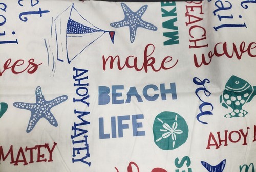 Peva Vinyl Kitchen Tablecloth,52"x70" Oblong, SEALIFE & BEACH WORDS ON WHITE, EH - Picture 12 of 19