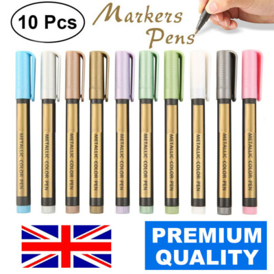 10 STCK. METALLFARBE SILBER PERMANENTMARKER STIFTE GLÄNZEND GLITZER KUNST ZUM DIY KIT SET