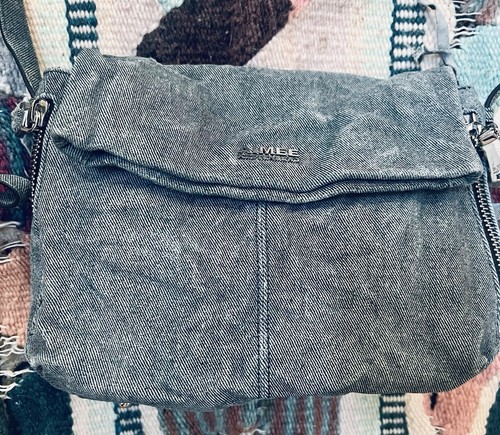Borsa a tracolla AIMEE KESTENBERG blu chiaro con patta in denim ottima! - Foto 10 di 24