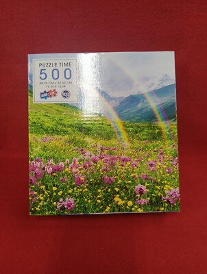Puzzle Time 500PC Jigsaw Puzzle~Rainbow In The Mountains 19''×13'' 14+ Free Shippi