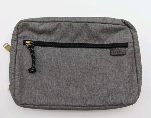 Fossil Travel Personal Organizer Bag Gray Electronics Gadgets 10" x 7" x 2" VGC