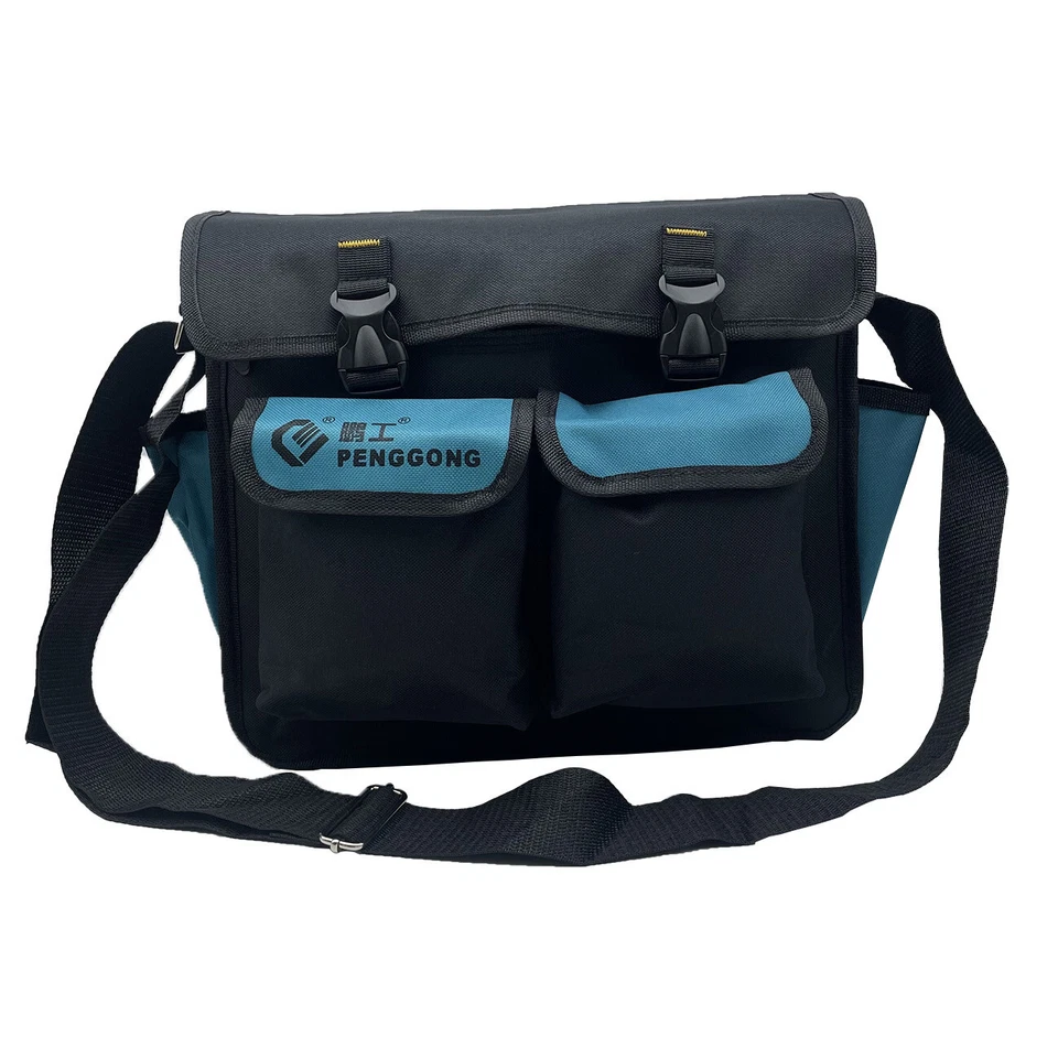 14" Electrician Tool Storage Bag Adjustable Shoulder Strap Oxford Multi Pockets - Image 2 of 4