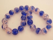 10 10 mm Czech Glass Round Crackle Beads: Light Pink/Blue