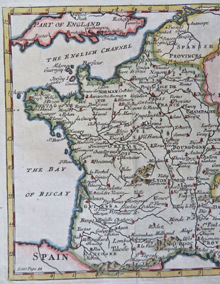 France Normandy Brittany Burgundy Aquitaine Gascony 1749 engraved