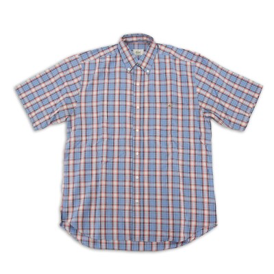 Lacoste Hemd Gr. 40 Baumwolle Kariert Herren BTN DWN Shirt Blau Kurzarm