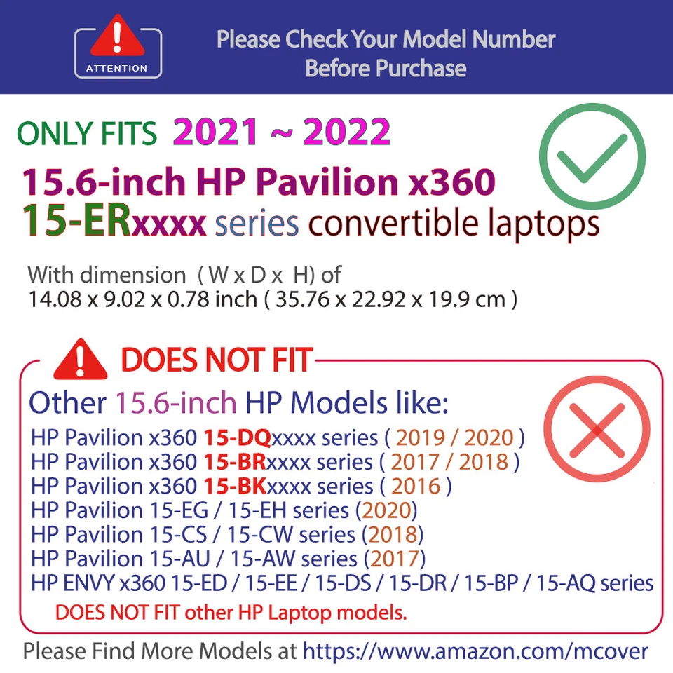 NUEVO Estuche Rígido mCover® para 2021 2022 15.6" HP Pavilion x360 15-ERxxxx Convertible Foto 2 de 4