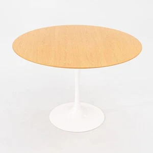 2009 Eero Saarinen for Knoll 42" Round Tulip Dining Table White w/ Light Oak Top