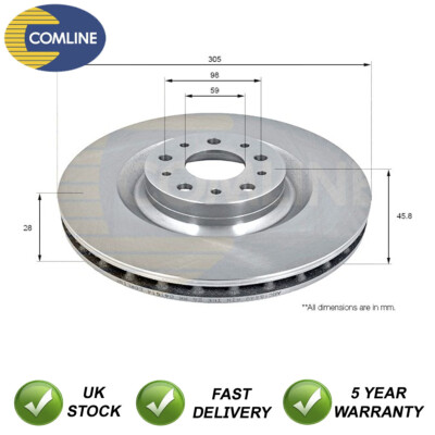Brake Disc Front Comline Fits Fiat Doblo 2010- Vauxhall Combo 2011- #1