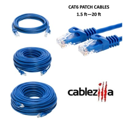 #ad CAT6 Blue Ethernet Patch Cord LAN Network Cable RJ45 1.5FT 20FT Multi Pack LOT $247.85