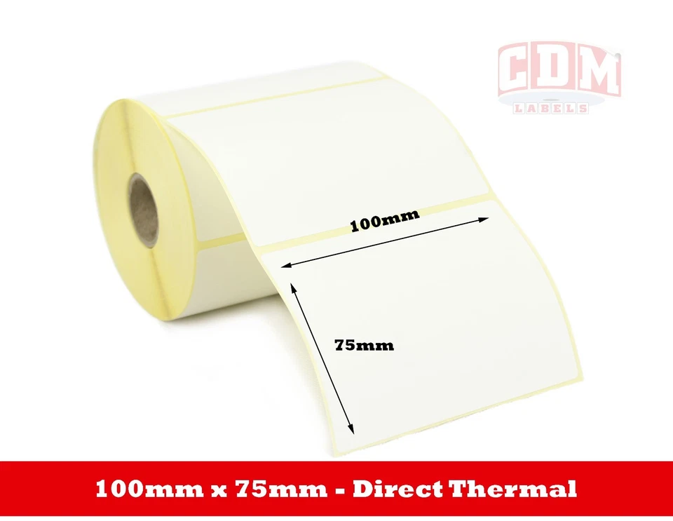 CDM LABELS 500 - 100 x 75mm Direct Thermal Labels - Zebra, Citizen, Toshiba Printers