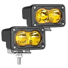 2x 3inch LED Cube Pods Work Light Bar Spot Flood Driving Fog Amber Offroad SUV