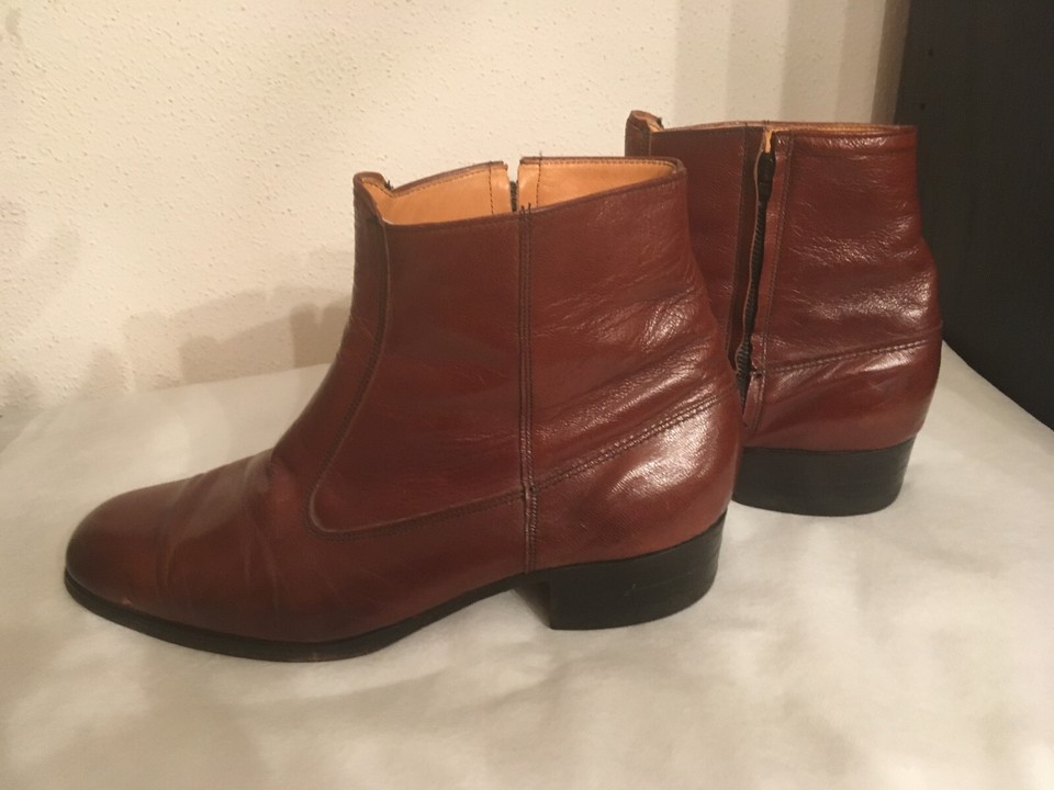 Men's Dress Brown Boots US Size 101/2 D Side Zipper All Leather eBay
