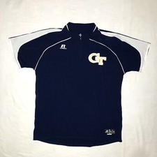 Georgia Tech Yellow Jackets Blue Russell Quarter Zip Pullover Short Slv Jacket L